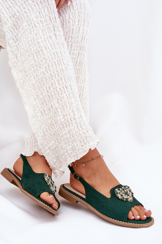 Dámské sandály s zlatým ozdobou eko semišové S.Barski KV27-059 hnědé 39