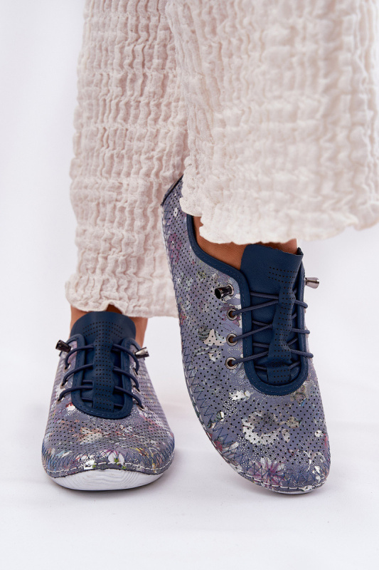 Dámské Kožené Polobotky Z Přírodní Kůže Vzorované Artiker 56C2691 Modré 41