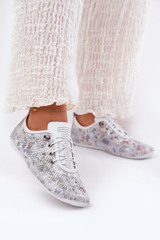 Dámské Kožené Polobotky Z Přírodní Kůže Vzorované Artiker 56C2688 Bílé 38