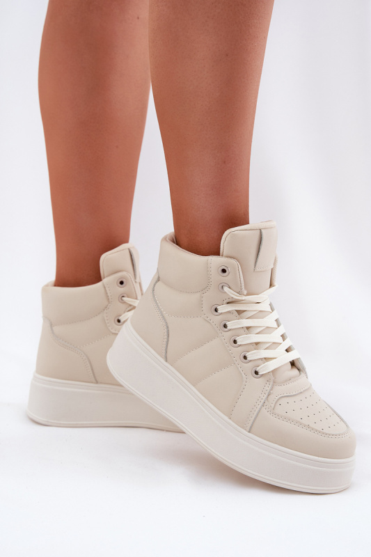 Vysoké dámské sneakers na platformě béžové Tillive 39