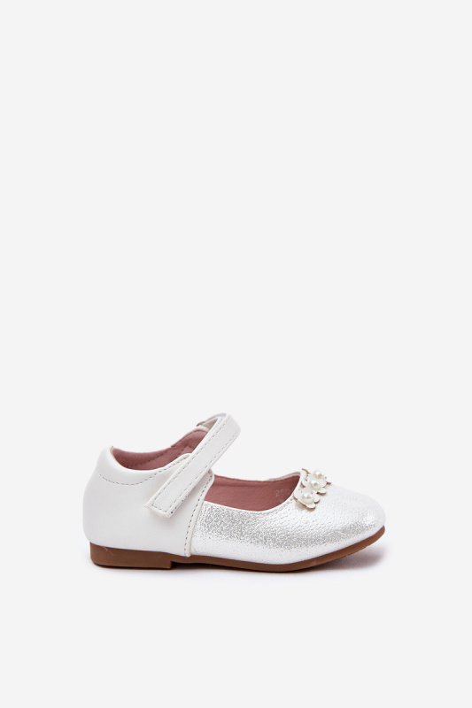 Dětské Baletky Na Suchý Zip S Květinami Bílé Nikione 21