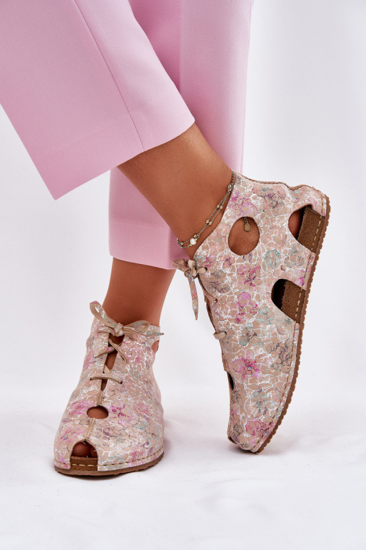 Vzorované Kožené Boty Maciejka 03426-48 Béžové 38