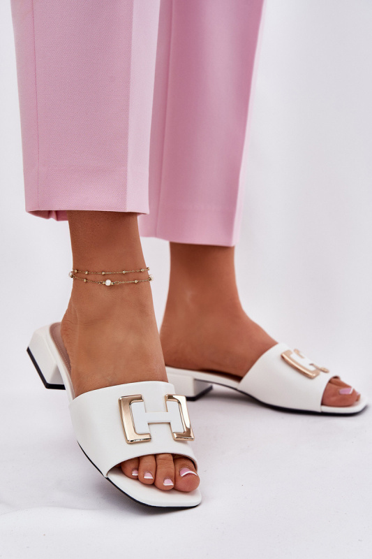 Elegantní Dámské Pantofle Na Klíně Se Zlatým Detalem Vinceza 62229 Bílé 40