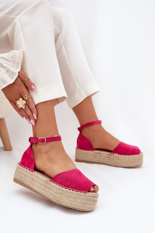 Dámské espadrilky na platformě s pletením fuchsie Selise 37