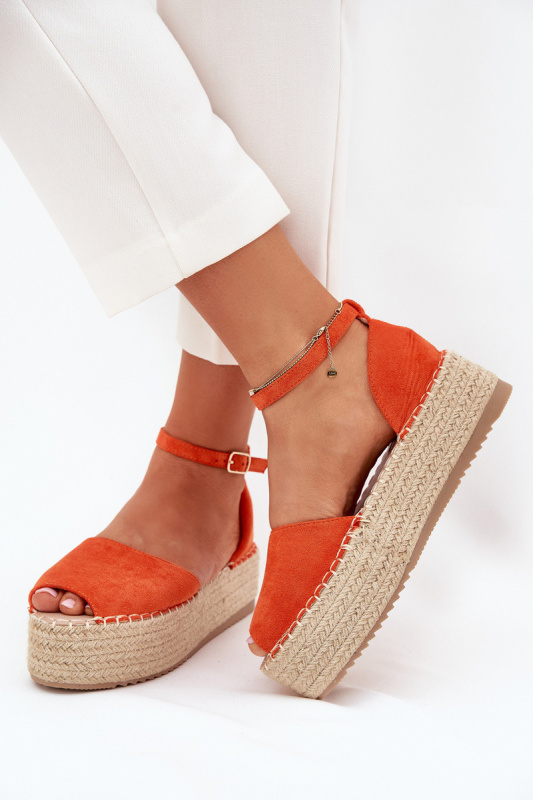 Dámské espadrilky na platformě s pletením oranžové Selise 39