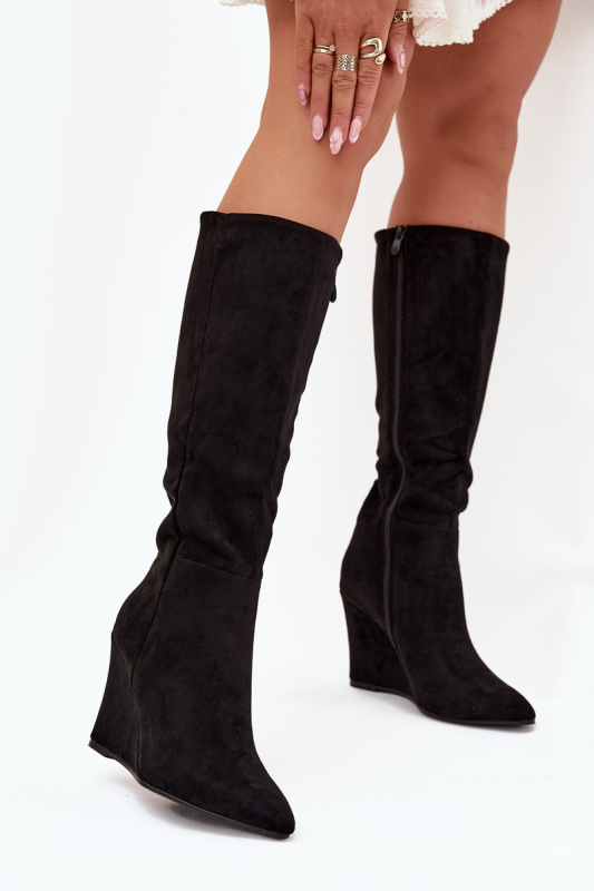 Zateplené Dámské Kozáky Na Platformě Černé Rosina 41