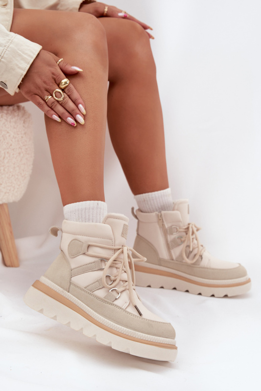 Dámské Botky Trapery Na Platformě Světle Béžové Liorae 36