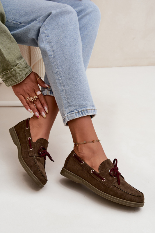 Polobotky Mokasiny Dámské S Vázáním Tmavě Zelené Calivra 36