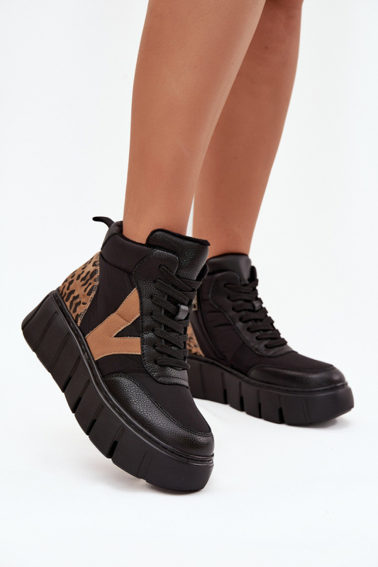 Kožené dámské kozačky na platformě vyhřívané Vinceza 66838 Černé 37