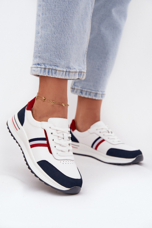 Dámské kožené sportovní boty bílo-tmavě modré Lorvessa 36