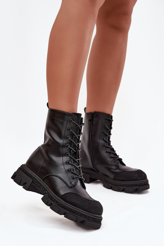 Dámské pracovní kotníky vyhřívané se zdobením S.Barski HY42-982 Černé 41