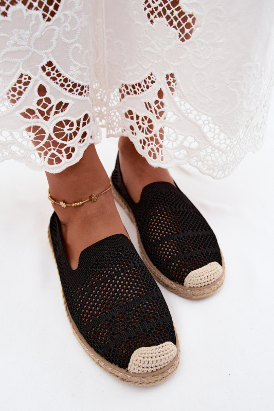 Dámské krajkové espadrilky z látky Černé Candessa 40