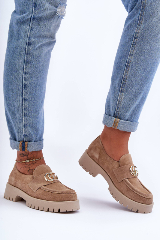 Dámské semišové polobotky s ozdobou Bežové Rosefalls 38