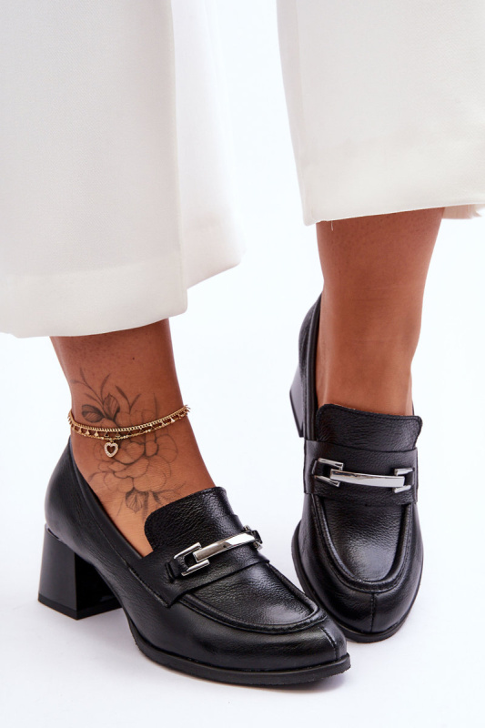 Pohodlné kožené lodičky černé Damira 37