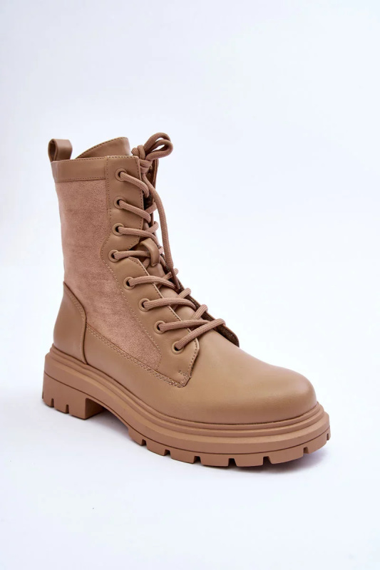 Dámské Workery Botky Kožené Bežové Faustina 40