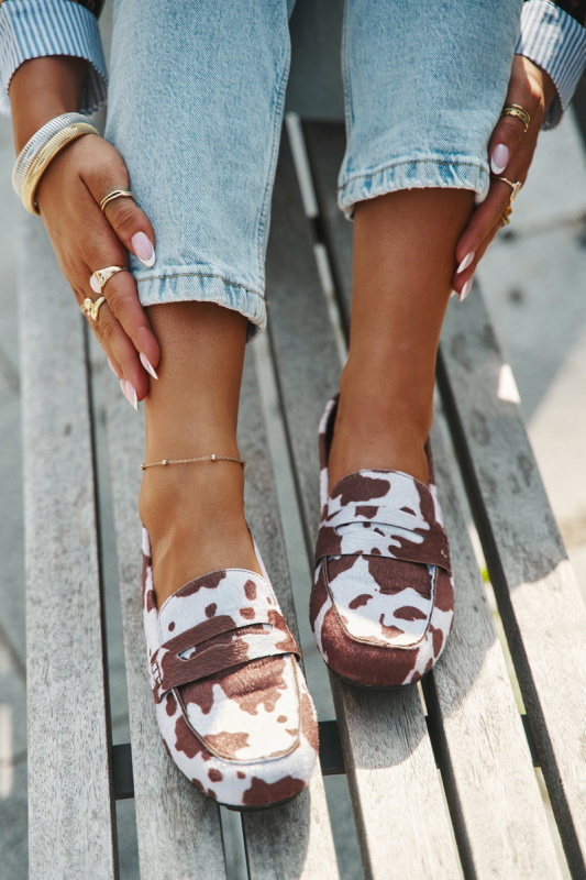 Loafersy Mokasyny Dámské Ploché V Látách Hnědo-Bílé Soreline 37