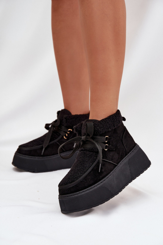 Dámské sněhule na platformě s kožíškem Černé Florivelle 39