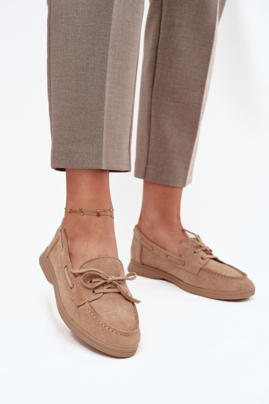 Polobotky Mokasíny Dámské Ploché Svázané Béžové Zalina 39