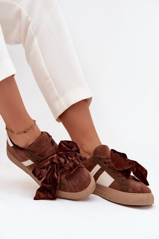 Boto Dámské tenisky s semišovou mašlí hnědé Ashlyn