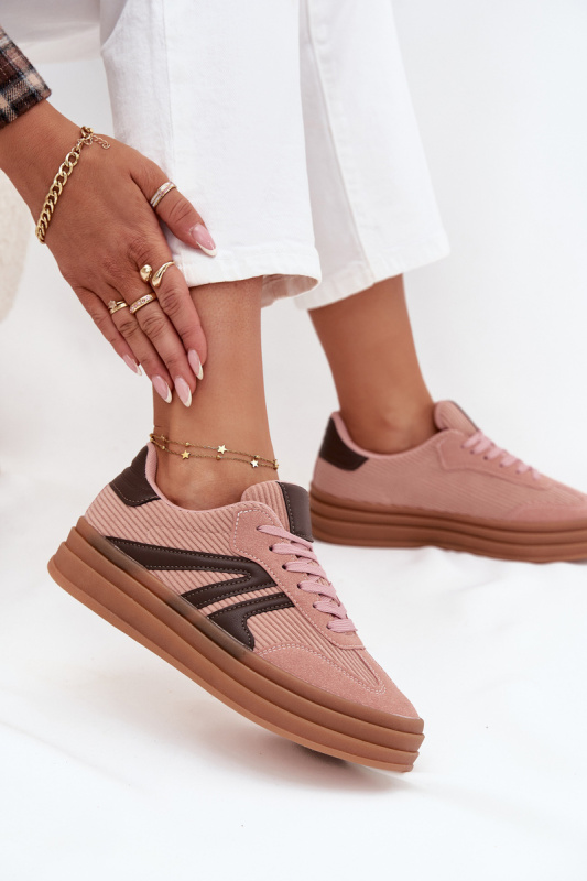 Sametové dámské tenisky na platformě Růžové Skye 40