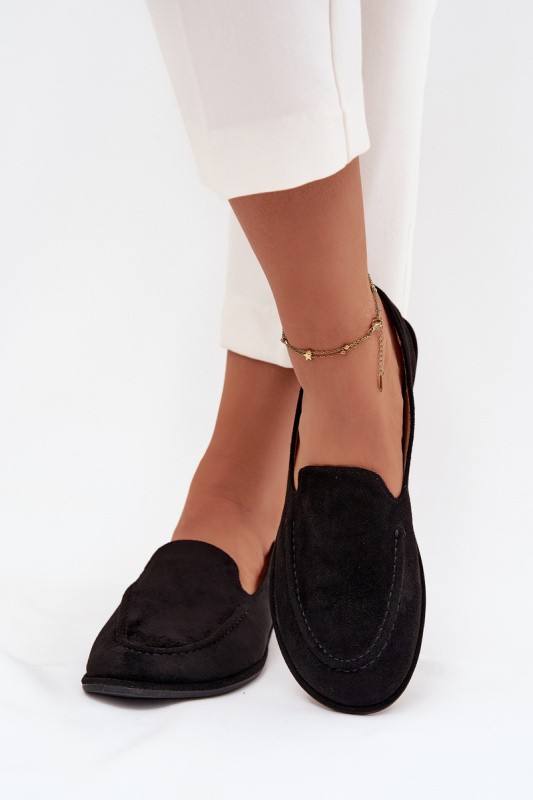 Dámské mokasíny z eko semiše ploché černé Miryelle 40