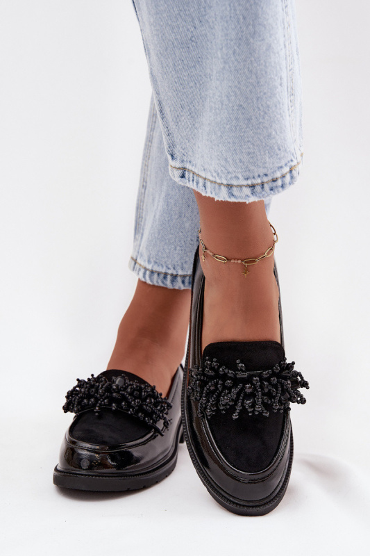 Dámské lakované mokasyny S.Barski HY52-369B Černé 36