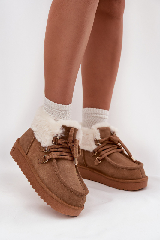 Dámské sněhule z přírodní semiš D.Franklin DFSH375006 Camel 38