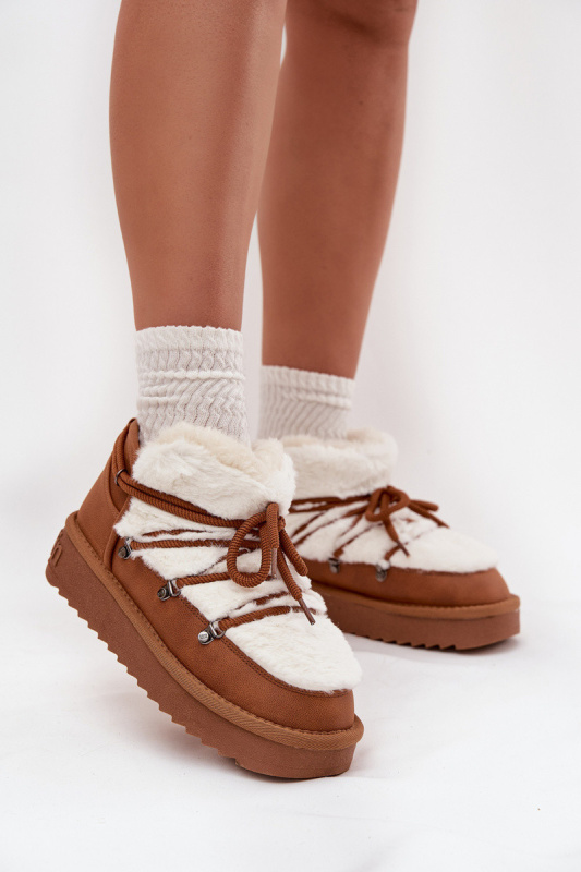 Nízké sněhule na platformě s kožešinou D.Franklin DFSH370011 Camel 42