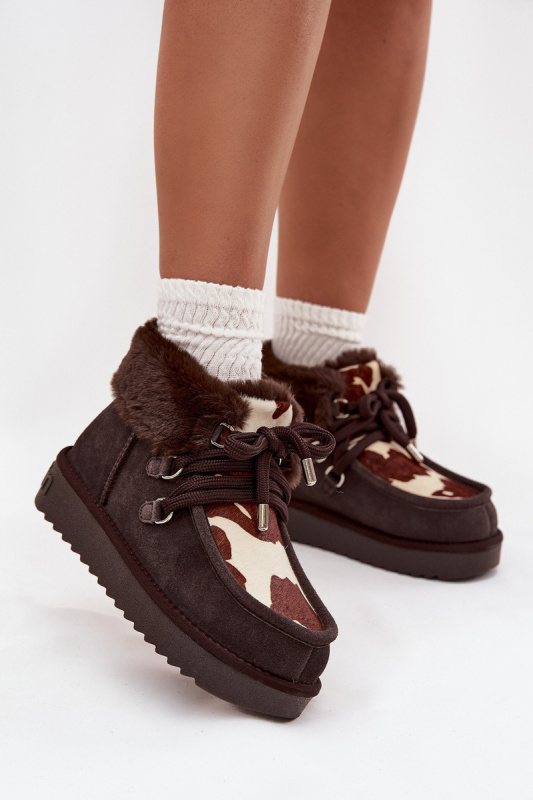 Dámské sněhule z přírodní semišové látky D.Franklin DFSH375008 čokoládové 40