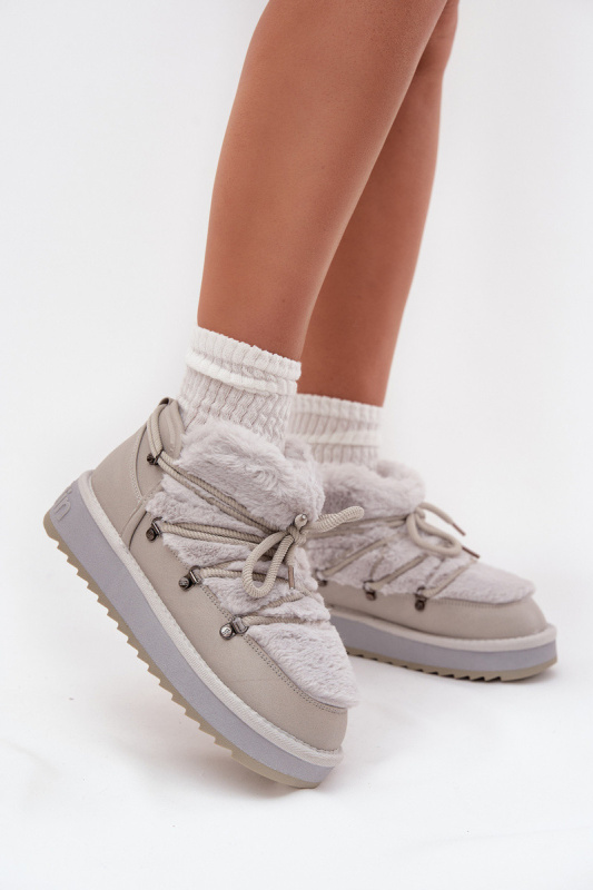 Nízké sněhule na platformě s kožešinkou D.Franklin DFSH370011 světle šedé 40