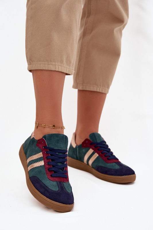 Zazoo N1068 Semišové Nízké Tenisky Dámské Tmavě Zelená 37