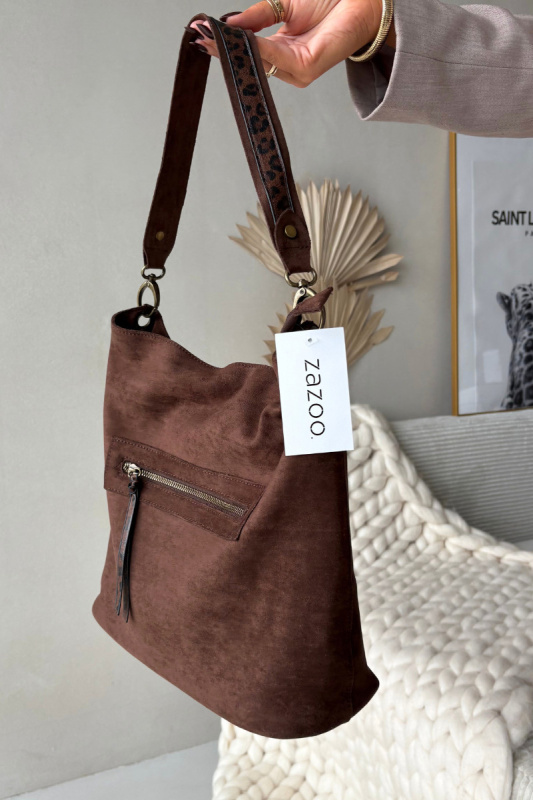 Kabelka z eko semiše čokoládová Deliane univerzální