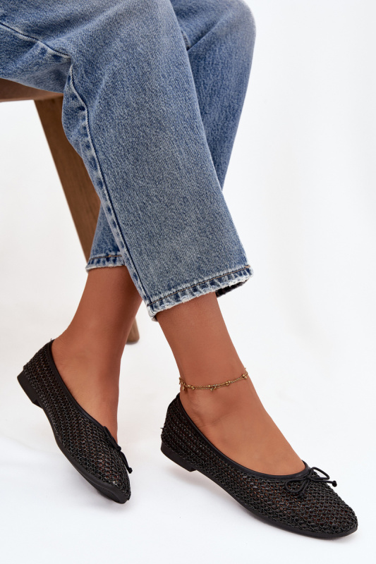Baleríny S Pleteným A Mašlí Černé Belirra 37