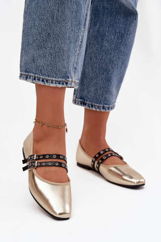 Dámské baleríny s zlatými pásky Deliora 38