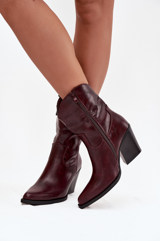 Dámské kožené boty typu kovboj na podpatku Bordové Sorelia 36