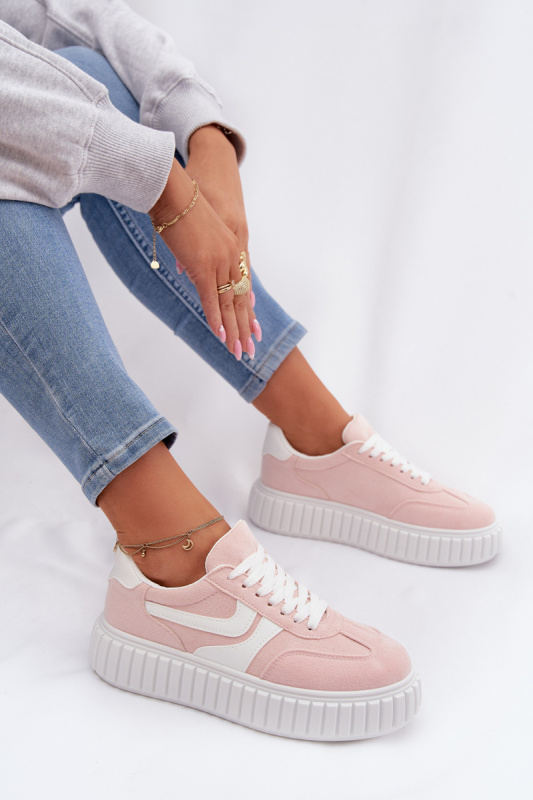 Boto dámské platformové tenisky z eko semiše růžové