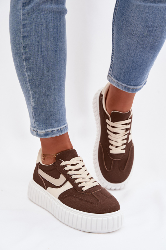 Dámské tenisky na platformě z eko semiše