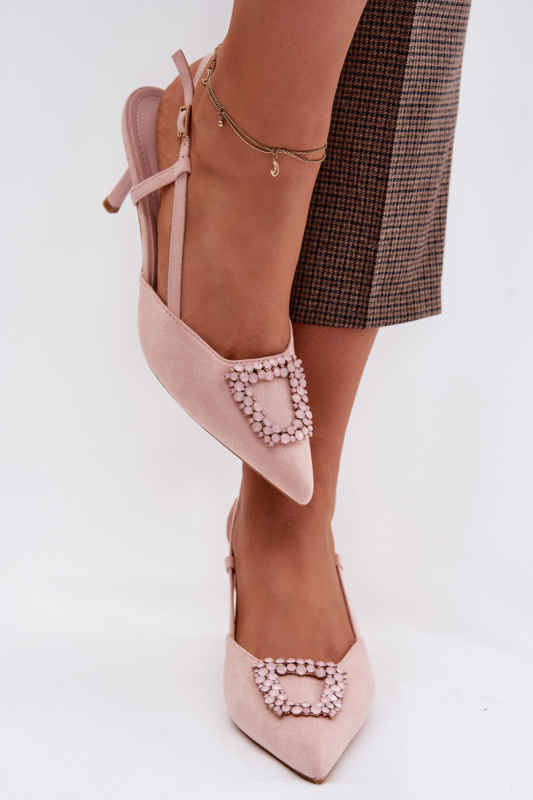 Růžové sandály na vysokém podpatku Boto