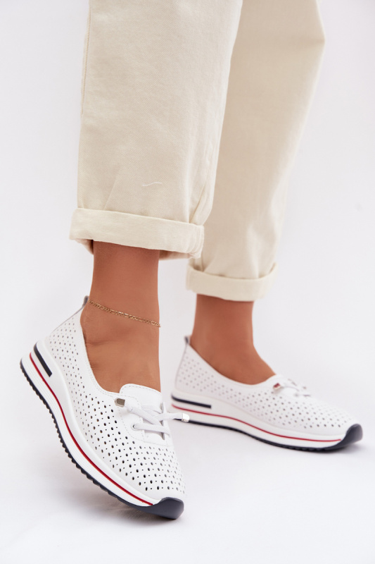 S. BARSKI Dámské kožené mokasíny s perforací