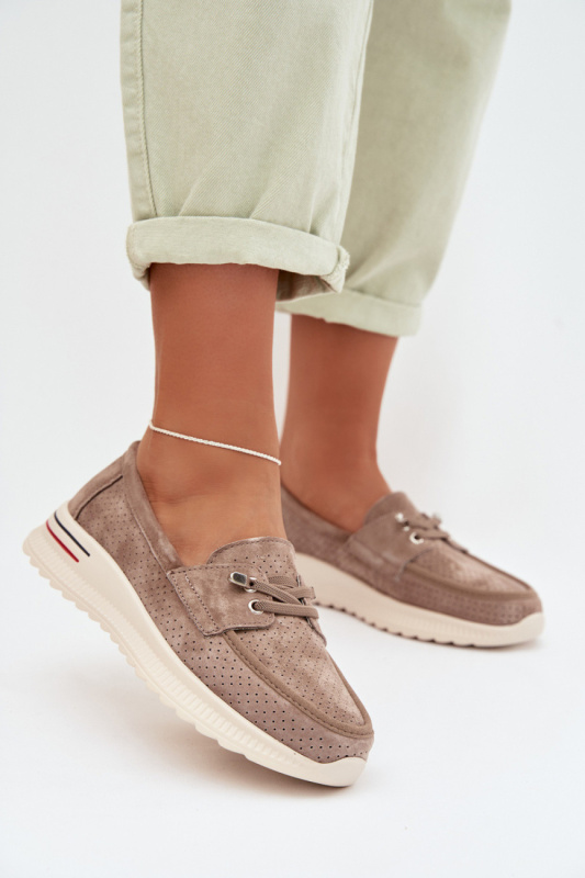 EVENTO Béžové Semišové Mokasíny