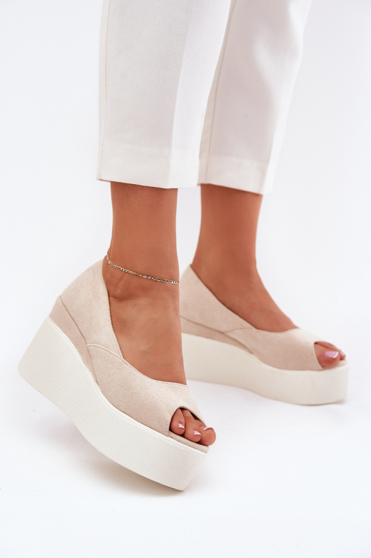 Dámské Sandály Na Klínu A Platformě Světle Béžové Felyra 38