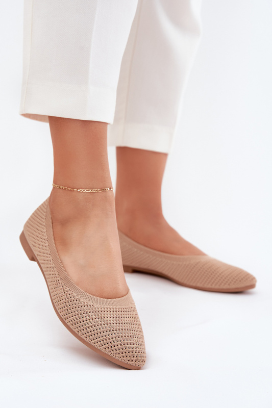 Boto Síťové Materiálové Baleríny Dámské Tmavě Béžové Sarina