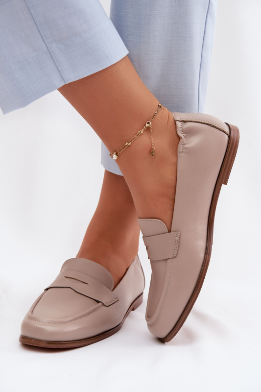 Vinceza dámské kožené mokasíny béžové