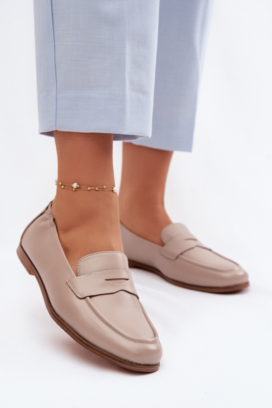 Vinceza dámské kožené mokasíny béžové