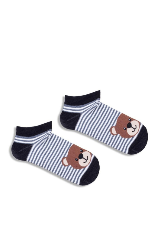 Milena dětské ponožky s proužky a medvědem