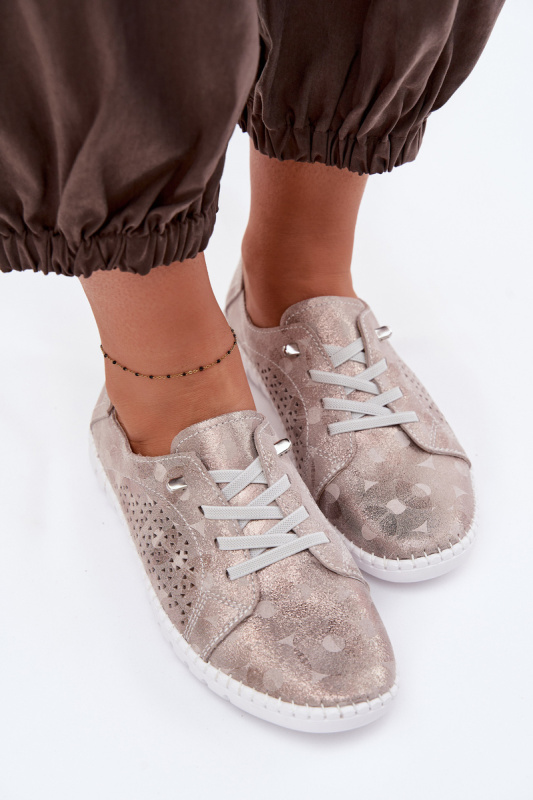 Dámské semišové mokasíny Evento béžovo-zlaté