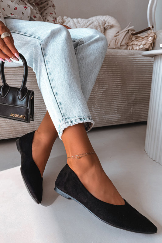 Baleríny Boto Flat Eco Suede Black Lelisa