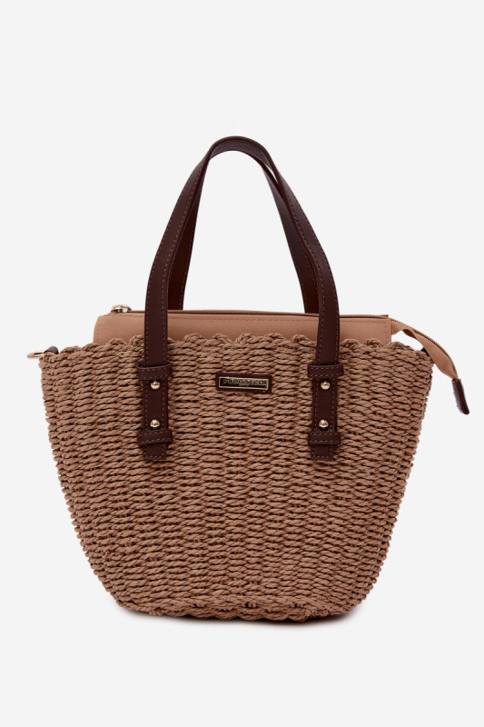 Flora&amp;Co Lucienne Hnědá Pletená Košíková Taška
