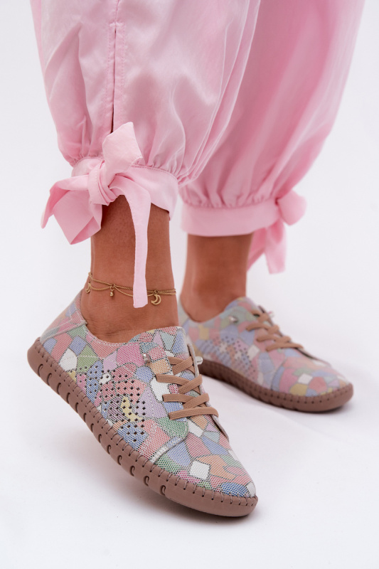 Vzorované dámské mokasíny z přírodního semiše