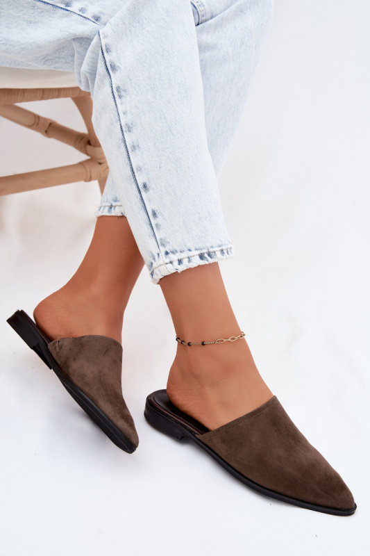 Kožené semišové dámské mule boty